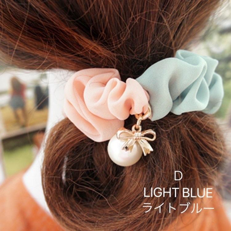 シュシュ  ヘアゴム  コットンアイボリー/パール hnd0215-006.jpg