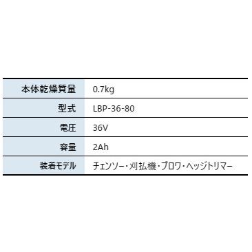 エコー 36V リチウムイオンバッテリー ECHO LBP-36-80 バッテリー 充