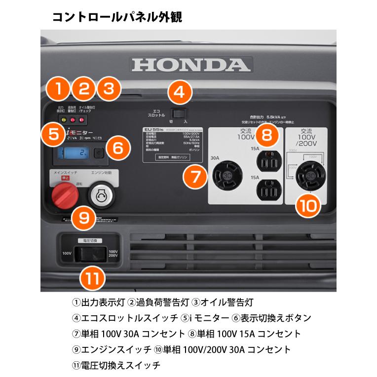 ホンダ 発電機 EU55is 正弦波インバーター搭載発電機 EU55ISNJNT ホンダ発電機 新品・オイル充填 試運転済 始動稼働確認済 非常用電源 防災 車輪 ホイール｜mitsuyoshi｜11
