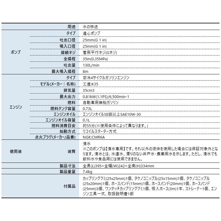 工進 超軽量4サイクルエンジン ハイデルスポンプ 25mm SEV-25F 0129205 エンジンポンプ 農業 ポンプ 散水｜mitsuyoshi｜02