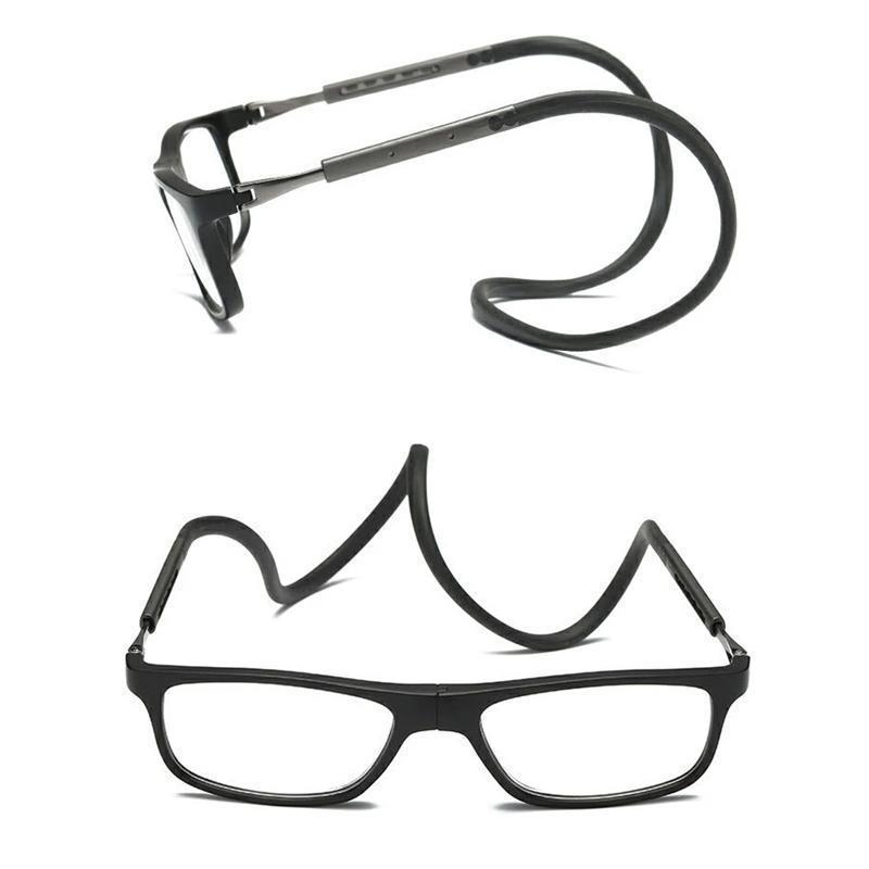 新品未使用＊廃盤＊折りたたみ式老眼鏡　ブラック黒 紛失防止老眼鏡 強力マグ スマート 首掛け式老眼鏡 超軽量 シリカゲル