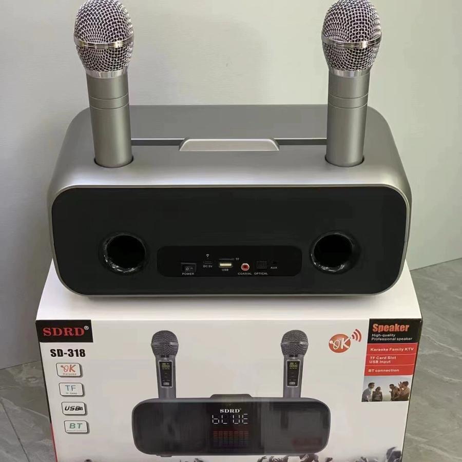 家庭用カラオケ マイク付2本き 高音質カラオケセット Bluetooth対応 USB おうち カラオケスピーカー 歌 練習 一人カラオケ デュエット_6