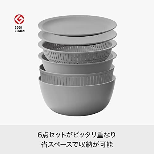 ライクイット (like-it) ざる ボウル 電子レンジ対応 Colander&Bowl 米とぎにも使える ザルとボール グレー 6点セット 日本製 水切り 湯切り可能 耐｜mitumitu｜03