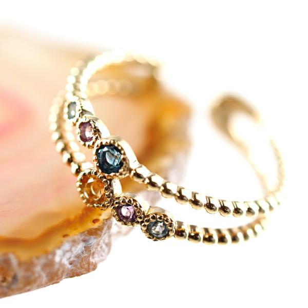 イヤーカフ 10金 天然石 かわいい レディース K10 k10 イヤリング 片耳用 ロンドンブルートパーズ アメジスト シトリン ジュエリー 女性  ゴールド |  | 06