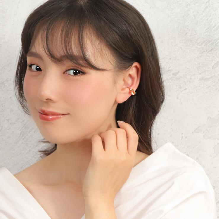 イヤーカフ 10金 天然石 かわいい レディース K10 10k イヤリング 片耳用 トリプレットクォーツ クォーツ ジュエリー ゴールド プレゼントの画像