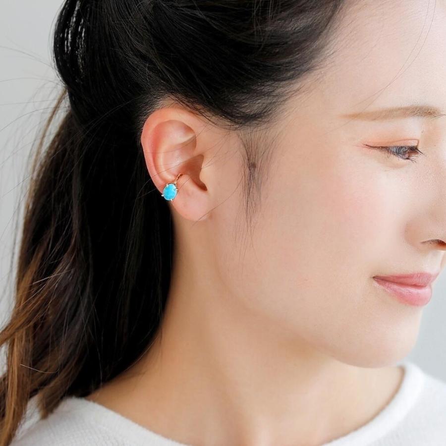 イヤーカフ K10 10k イヤカフ イヤリング 片耳用 トルコ石　ターコイズ トルコ ジュエリー 女性 ゴールド プレゼントの画像