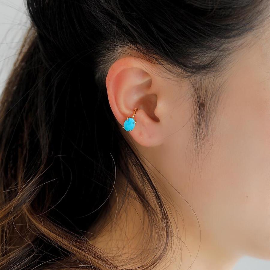 イヤーカフ K10 10k イヤカフ イヤリング 片耳用 トルコ石　ターコイズ トルコ ジュエリー 女性 ゴールド プレゼントの画像