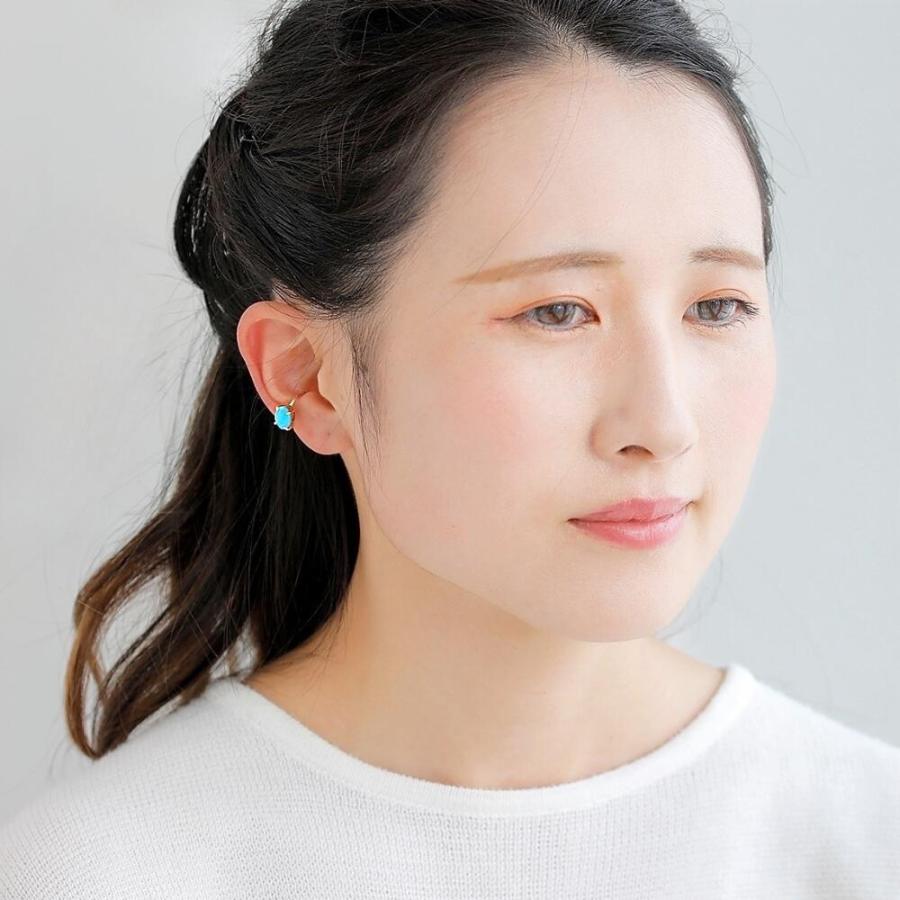 イヤーカフ K10 10k イヤカフ イヤリング 片耳用 トルコ石　ターコイズ トルコ ジュエリー 女性 ゴールド プレゼントの画像