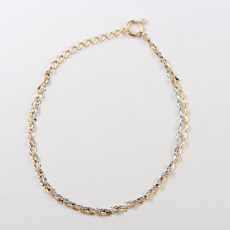 k18 K18 18金 PT Pt プラチナ 2連 ゴールド チェーン ブレスレット ブレス 地金 |  | 01