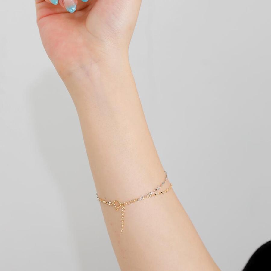 k18 K18 18金 PT Pt プラチナ 2連 ゴールド チェーン ブレスレット ブレス 地金 |  | 06