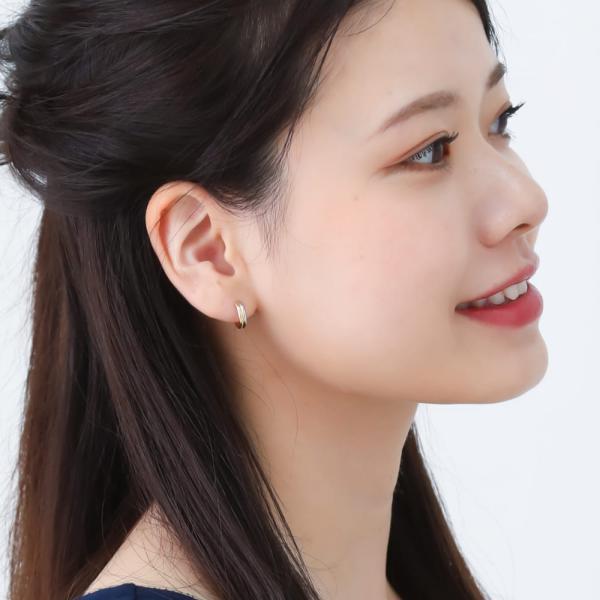 ピアス 金 K18 18金 18k PT pt フープピアス ゴールドピアス  ゴールド プラチナ 地金 コンビ 2色 シンプル 平行 プレゼント 普段使い |  | 02