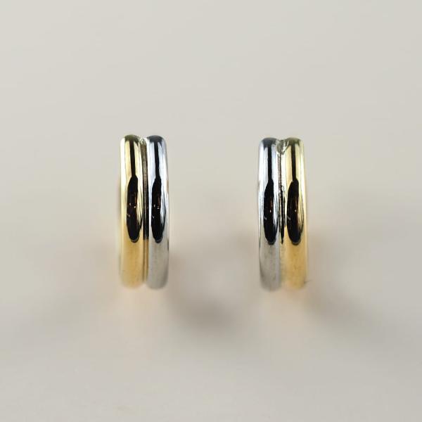 ピアス 金 K18 18金 18k PT pt フープピアス ゴールドピアス  ゴールド プラチナ 地金 コンビ 2色 シンプル 平行 プレゼント 普段使い |  | 04