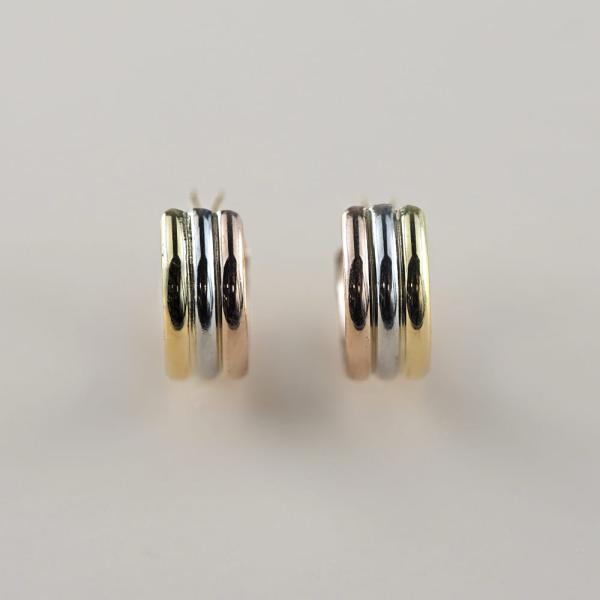 ピアス 金 K18 18金 18k PT pt フープピアス ゴールド ピンクゴールド プラチナ 地金 コンビ 3色 シンプル 平行 プレゼント 普段使い 小ぶり キャッチレス |  | 02