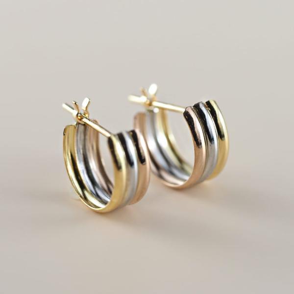 ピアス 金 K18 18金 18k PT pt フープピアス ゴールド ピンクゴールド プラチナ 地金 コンビ 3色 シンプル 平行 プレゼント 普段使い 小ぶり キャッチレス |  | 03