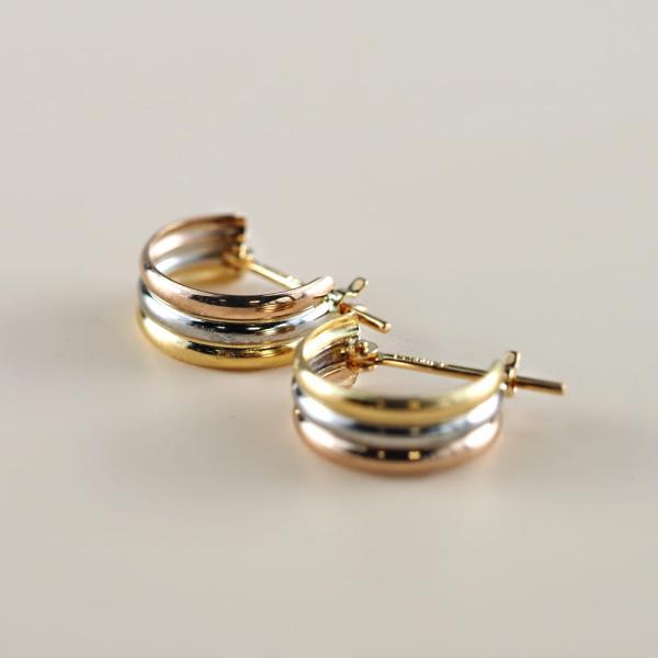 ピアス 金 K18 18金 18k PT pt フープピアス ゴールド ピンクゴールド プラチナ 地金 コンビ 3色 シンプル 平行 プレゼント 普段使い 小ぶり キャッチレス |  | 04