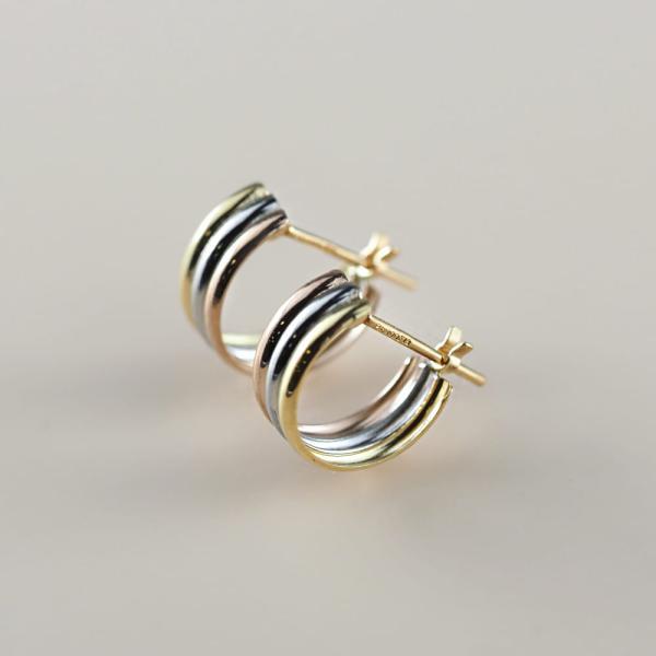 ピアス 金 K18 18金 18k PT pt フープピアス ゴールド ピンクゴールド プラチナ 地金 コンビ 3色 シンプル 平行 プレゼント 普段使い 小ぶり キャッチレス |  | 05