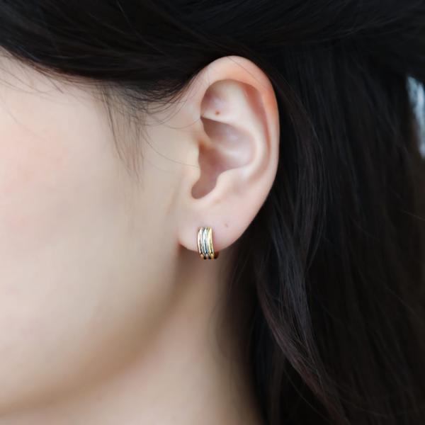 ピアス 金 K18 18金 18k PT pt フープピアス ゴールド ピンクゴールド プラチナ 地金 コンビ 3色 シンプル 平行 プレゼント 普段使い 小ぶり キャッチレス |  | 09