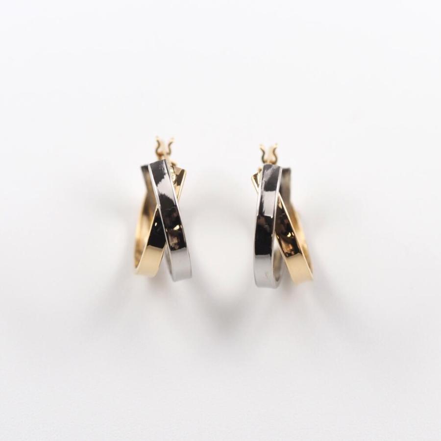 ピアス 金 K18 18金 18k PT pt フープピアス  ゴールド プラチナ 地金 コンビ 2色 シンプル 八の字 プレゼント 普段使い  キャッチレス 遮断 |  | 01