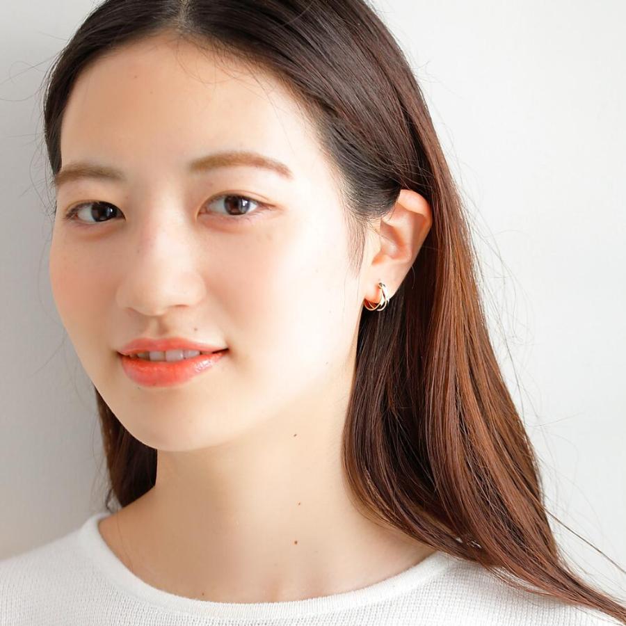 ピアス 金 K18 18金 18k PT pt フープピアス  ゴールド プラチナ 地金 コンビ 2色 シンプル 八の字 プレゼント 普段使い  キャッチレス 遮断 |  | 03