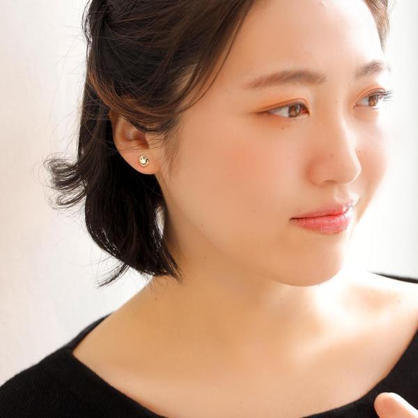 スマイル ピアス レディース 10金 K10 スマイルモチーフ ニコちゃん スマイリー ニコニコ 笑顔 人気 おすすめ 可愛いの画像