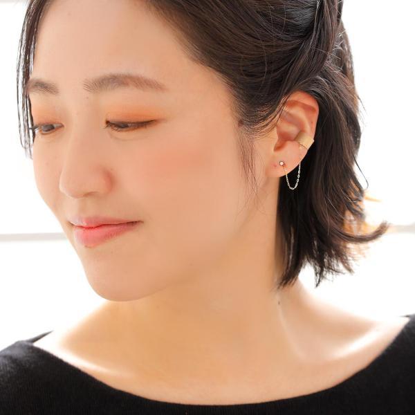 k10 10K 10金 ピアス イヤーカフ チェーン 輪っか ダイヤモンド ダイヤ 艶消し マット 地金 ゴールド 片耳 ピアスセット イヤーカフセット |  | 03