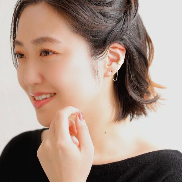 k10 10K 10金 ピアス イヤーカフ チェーン 輪っか ダイヤモンド ダイヤ 艶消し マット 地金 ゴールド 片耳 ピアスセット イヤーカフセット |  | 05