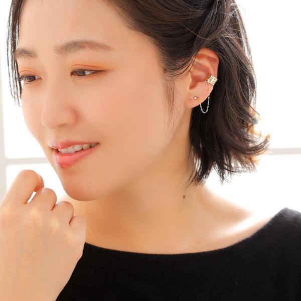 k10 10K 10金 ピアス イヤーカフ チェーン 輪っか ダイヤモンド ダイヤ 槌目 地金 ゴールド 片耳 ピアスセット イヤーカフセット |  | 03