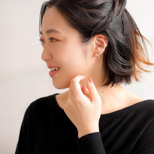 k10 10K 10金 ピアス イヤーカフ チェーン 輪っか ダイヤモンド ダイヤ 槌目 地金 ゴールド 片耳 ピアスセット イヤーカフセット |  | 05