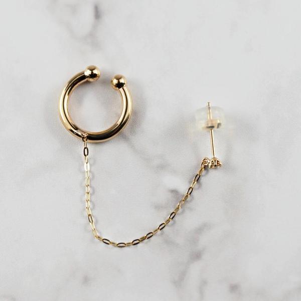 k10 10K 10金 ピアス イヤーカフ フープ 輪っか チェーン ダイヤモンド ダイヤ 地金 ゴールド 片耳 ピアスセット イヤーカフセット |  | 01