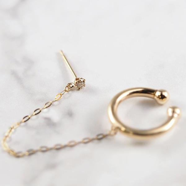 k10 10K 10金 ピアス イヤーカフ フープ 輪っか チェーン ダイヤモンド ダイヤ 地金 ゴールド 片耳 ピアスセット イヤーカフセット |  | 02