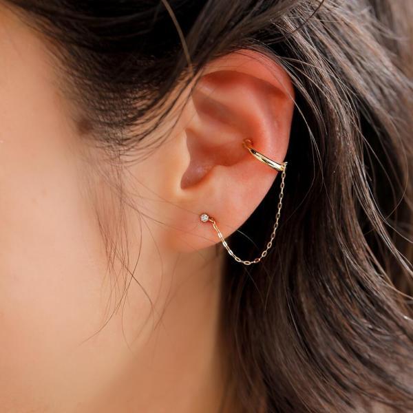 k10 10K 10金 ピアス イヤーカフ フープ 輪っか チェーン ダイヤモンド ダイヤ 地金 ゴールド 片耳 ピアスセット イヤーカフセット |  | 04