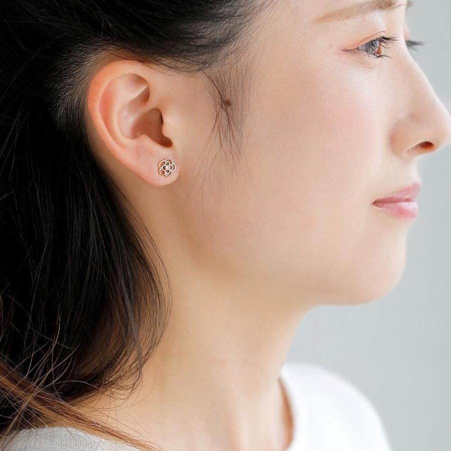 ピアス K10 10金 10k ダイヤモンド ダイヤ 花 フラワー ゴールドピアス  ゴールド 金 地金 シンプル プレゼント 普段使い |  | 03