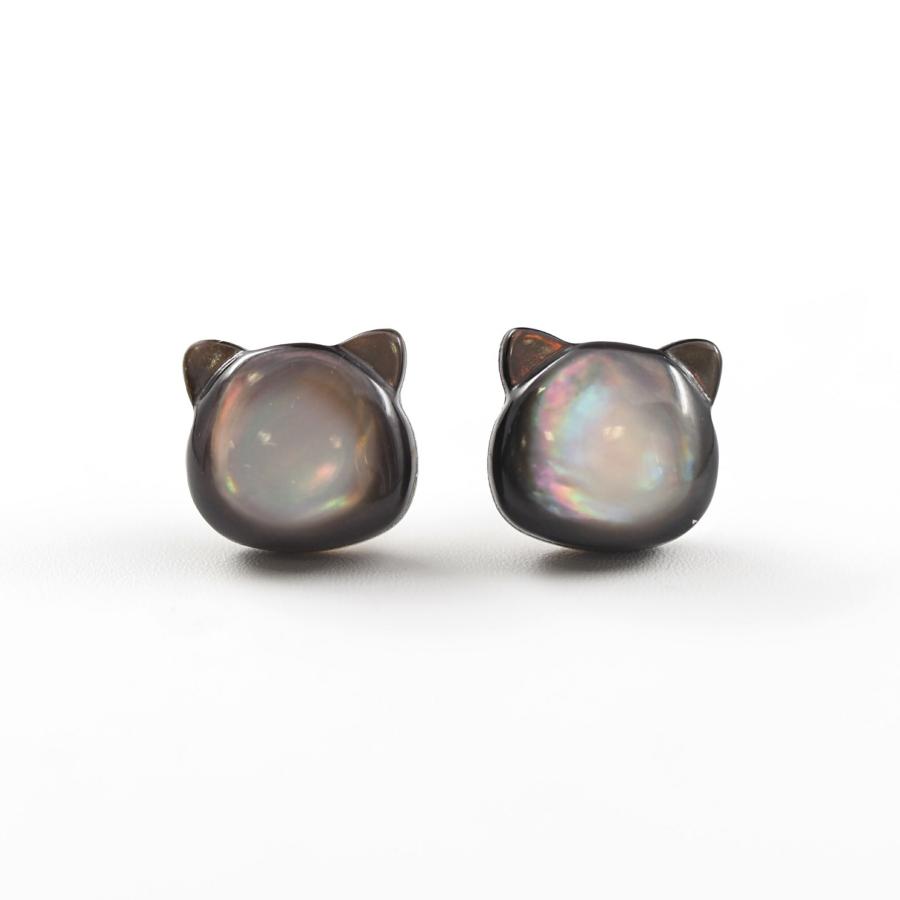 ピアス ネコ 猫 ねこ 10K k10 K10 10金 シンプル チェーン ゴールドピアス シェル ホワイト ブラック ギフト プレゼント |  | 05