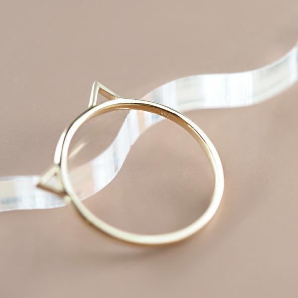 リング  指輪 ゴールド 10金 10k K10 猫 ネコ 猫耳 キャット レディース イエローゴールド  華奢 シンプル プレゼント ギフト |  | 03