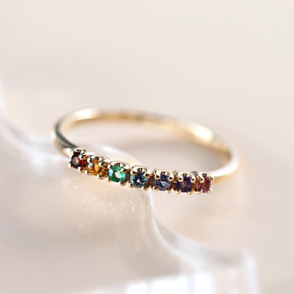 アミュレット レインボー K10 10金 10K 指輪 リング ゴールド 幸運 虹