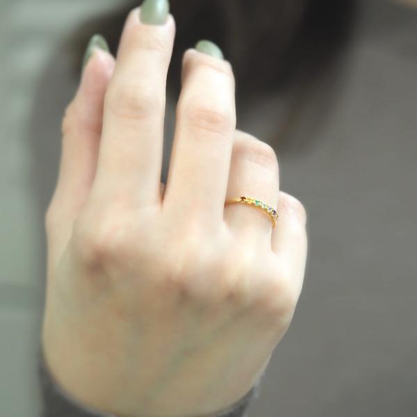 アミュレット レインボー K10 10金 10K 指輪 リング ゴールド 幸運 虹