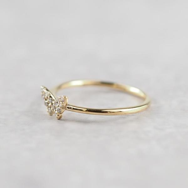 リング 指輪 ピンキーリング K10 バタフライ 蝶々 蝶 ダイヤモンド ダイヤ イエローゴールド  K10YG 10金 10k  地金 シンプル 小指 |  | 02