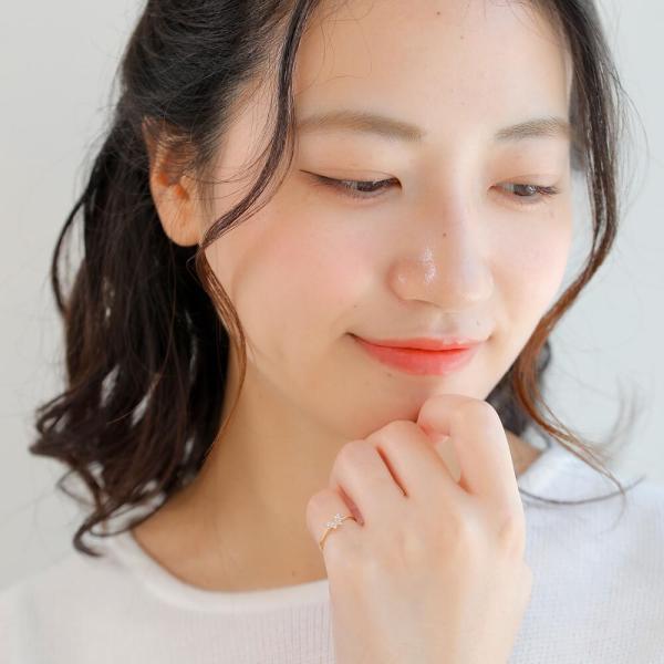 リング 指輪 ピンキーリング K10 バタフライ 蝶々 蝶 ダイヤモンド ダイヤ イエローゴールド  K10YG 10金 10k  地金 シンプル 小指の画像