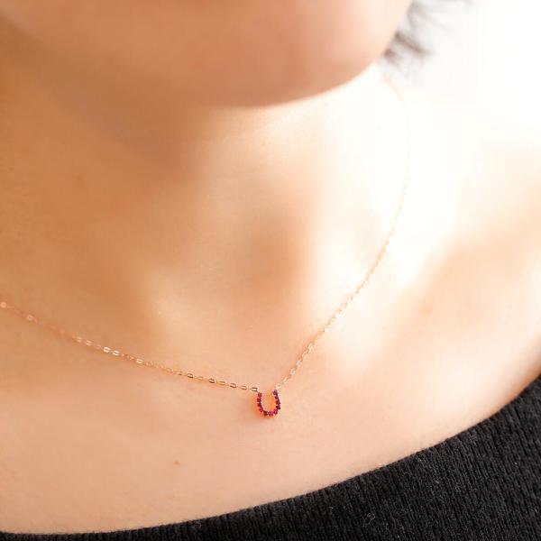 ルビー ネックレス  K10 10金 10k 馬蹄 ホースシュー レディースネックレス イエローゴールド ピンクゴールド プレゼント ギフト |  | 08