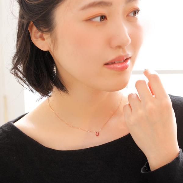 ルビー ネックレス  K10 10金 10k 馬蹄 ホースシュー レディースネックレス イエローゴールド ピンクゴールド プレゼント ギフトの画像