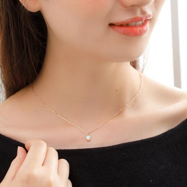 オーロラのような輝き K10 オパールネックレス オパールシンプル オーバル イエローゴールド ギフト プレゼント |  | 02