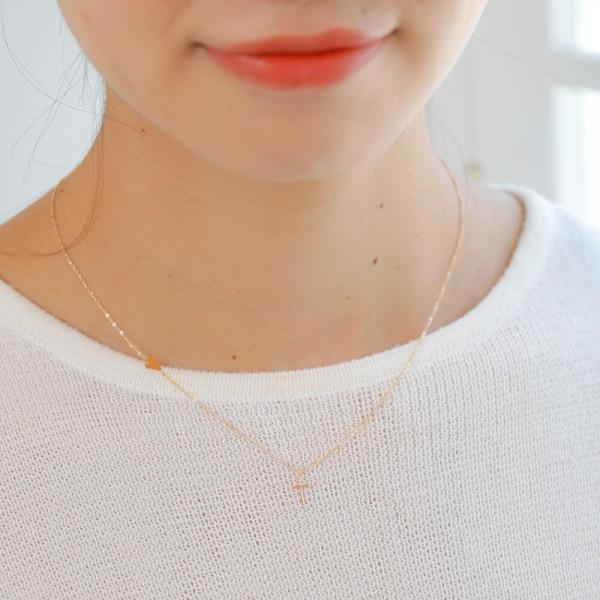 ネックレス レディース K10 K18 プレゼント ハート クロス ギフト 女性 シンプル かわいい おしゃれ チェーンネックレス 金属アレルギーの画像