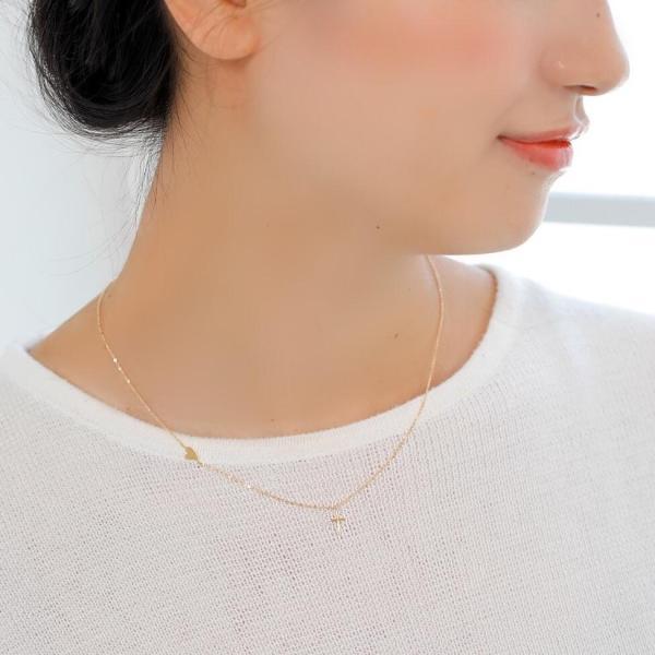 ネックレス レディース K10 K18 プレゼント ハート クロス ギフト 女性 シンプル かわいい おしゃれ チェーンネックレス 金属アレルギーの画像