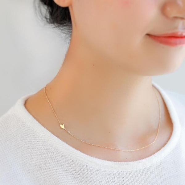 ネックレス レディース K10 K18 プレゼント ハート ギフト 女性 シンプル かわいい おしゃれ チェーンネックレス 金属アレルギーの画像
