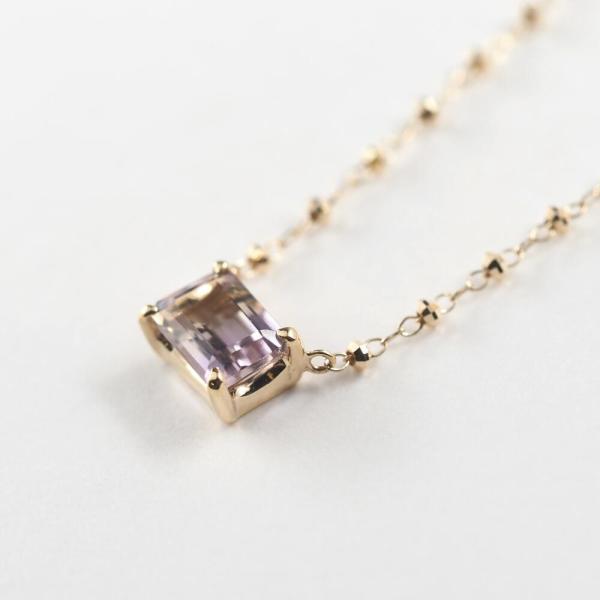 アメトリン ネックレス k10  10k 10金 角  カラーストーン シンプル プレゼントの画像