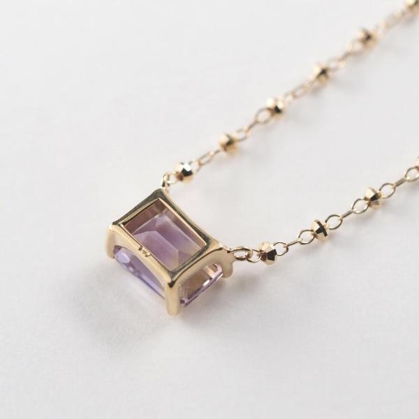 アメトリン ネックレス k10  10k 10金 角  カラーストーン シンプル プレゼントの画像