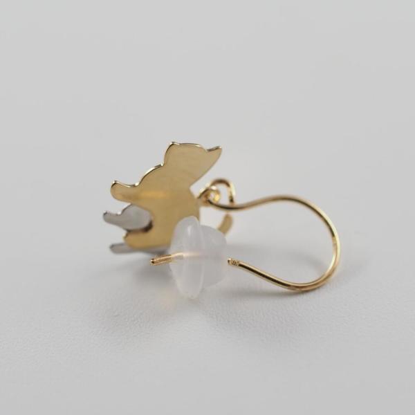 ピアス k18 18k 18金 猫 ネコ ねこ 猫の親子 cat ゴールド プラチナ PT pt コンビ  可愛いの画像