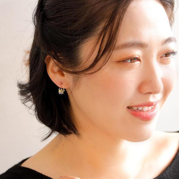 ピアス k18 18k 18金 猫 ネコ ねこ 猫の親子 cat ゴールド プラチナ PT pt コンビ  可愛い |  | 06