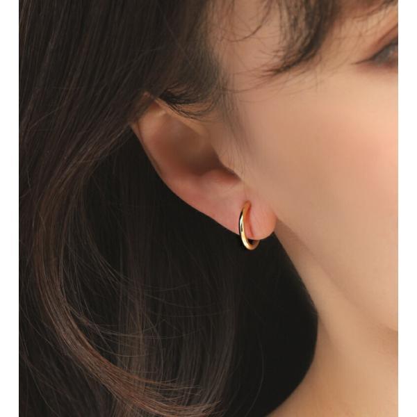 フープ イヤリング 18金 太さ2mm×直径15mm k18 シンプル 人気 痛くない