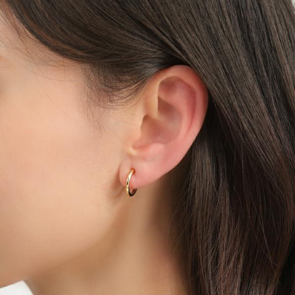 フープ イヤリング 18金 太さ2mm×直径15mm k18 シンプル 人気 痛くない